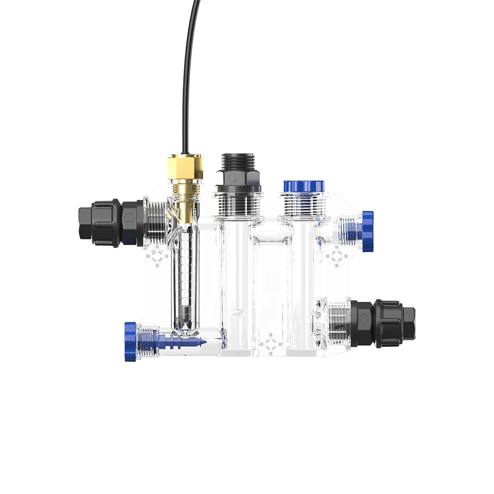 Пробоотборная ячейка с регулятором потока PRO с 1 заг. (датчик t,1 держ.электрода,2 фитинга,1заг.), фото 1